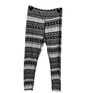 SO Full Length Black + White Butter Soft Tribal Leggings Size Medium